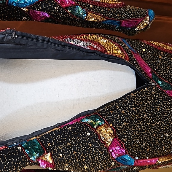 VINTAGE IN VOGUE DRESS MADE IN INDIA 8 BEADED SEQUINS 100% SILK 100% RAYON - Picture 13 of 13